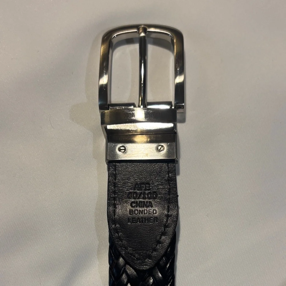 Men's Black Braided Bonded Leather Belt